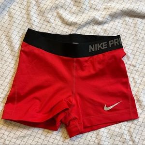 Nike Pro Dry Fit Spandex Shorts Red Size Small